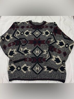 Men's Vintage 1980’s Aztec Geometric Patterned Sweater